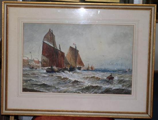 Thomas Bush Hardy (1842-1897) Fishing smacks off Boulogne 13.5 x 21in.